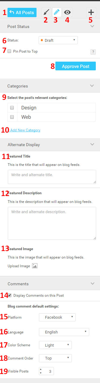 Figure 27:  Blog options menu
