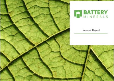 Battery Minerals annual report design Perth